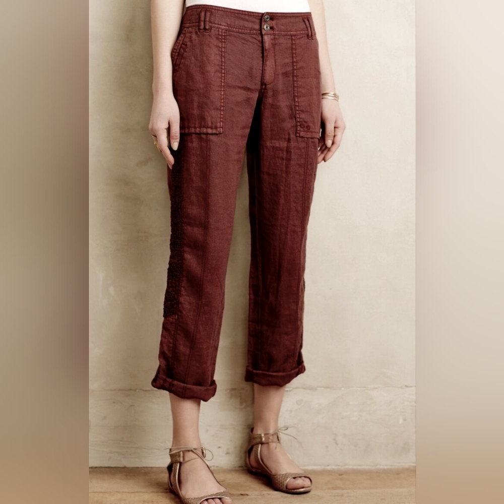 Anthropologie Hei Hei Marlena Cropped Pants With Lace